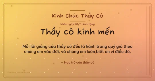 Thiệp ngày 20/11: Nắng sớm ấm áp tặng thầy cô