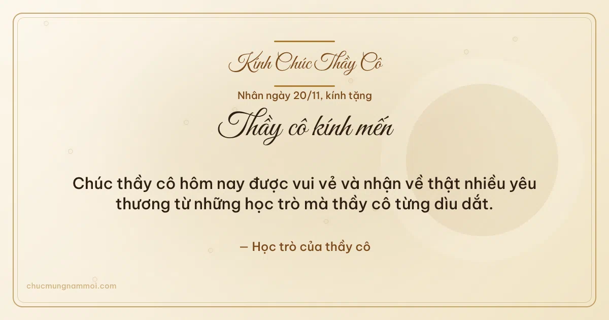 Thiệp ngày 20/11: Ngà kem ấm áp tặng thầy cô. Chúc thầy cô hôm nay được vui vẻ… (Bản ngang)