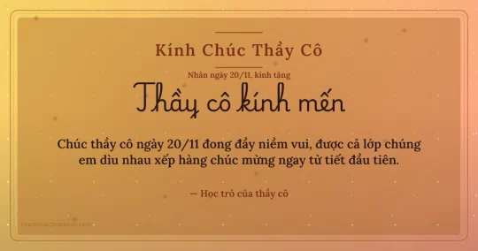 Thiệp ngày 20/11 cho thầy cô: Kim tuyến trang nhã trên nền nắng sớm