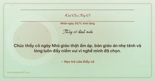 Thiệp ngày 20/11 cho thầy cô: Vòng tròn lớn trên nền xanh trà