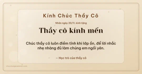 Thiệp ngày 20/11 cho thầy cô: Kem nâu gỗ rạng rỡ, kiểu 8