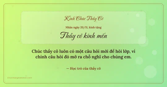 Thiệp ngày 20/11 cho thầy cô: Lúa non trang nhã, kiểu 15