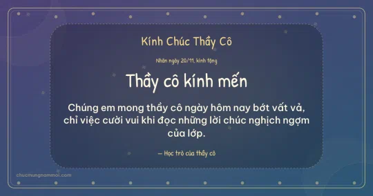 Thiệp ngày 20/11 cho thầy cô: Sao băng và hạt chấm trên nền xanh tím