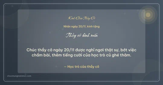 Thiệp ngày 20/11 cho thầy cô: Bong bóng và nắng mai trên nền xanh đá