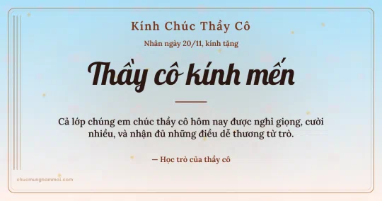 Thiệp ngày 20/11: Bình minh rạng rỡ tặng thầy cô
