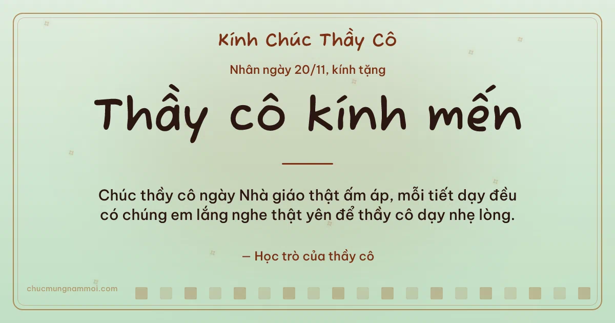 Thiệp ngày 20/11 cho thầy cô: Sao băng ấm áp trên nền xanh trà. Chúc thầy cô ngày Nhà giáo thật ấm áp… (Bản ngang)