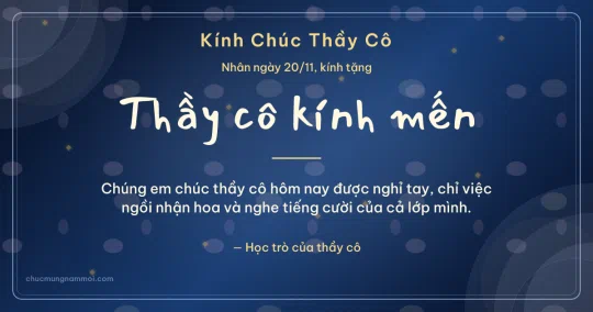 Thiệp ngày 20/11 cho thầy cô: Biển sâu mùa tri ân