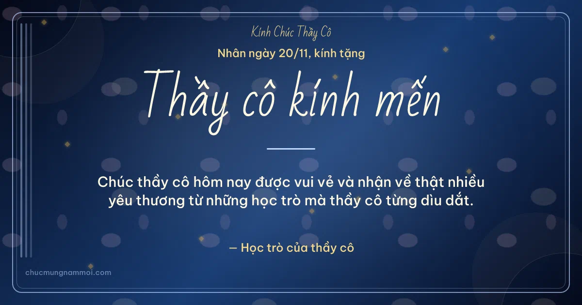 Thiệp ngày 20/11 cho thầy cô: Biển sâu rạng rỡ. Chúc thầy cô hôm nay được vui vẻ… (Bản ngang)