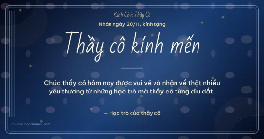 Thiệp ngày 20/11 cho thầy cô: Biển sâu rạng rỡ