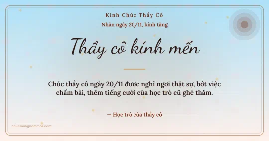 Thiệp ngày 20/11 cho thầy cô: Nắng mai trên nền bình minh
