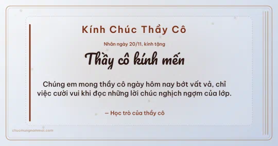Thiệp ngày 20/11: Sương bạc tươi mới tặng thầy cô