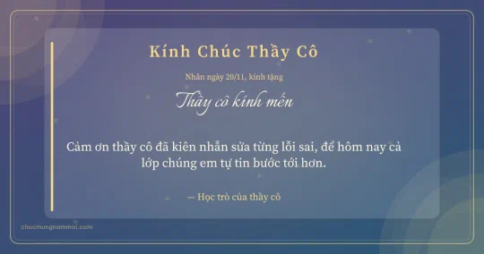 Thiệp ngày 20/11 cho thầy cô: Vòng đồng tâm và sao băng trên nền xanh tím