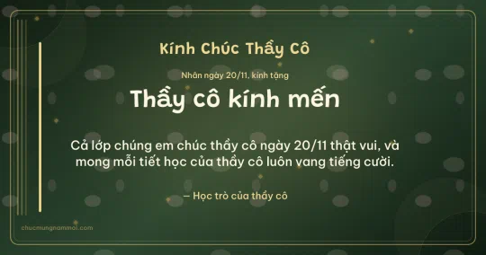 Thiệp cho thầy cô: Sọc dọc ngày 20/11, kiểu 17