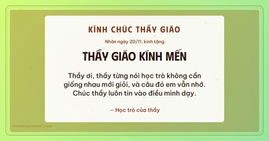 Thiệp ngày 20/11: Lúa non sang trọng tặng thầy giáo