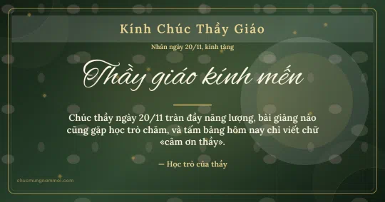 Thiệp cho thầy giáo: Vòng tròn lớn ngày 20/11, kiểu 8