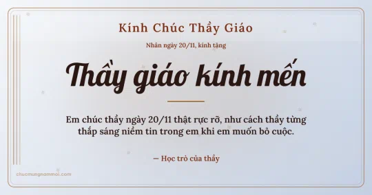 Thiệp ngày 20/11 cho thầy giáo: Sương bạc rạng rỡ, kiểu 24