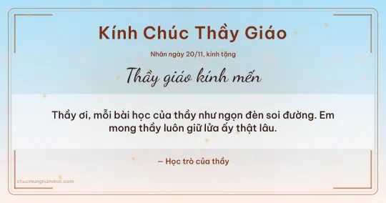 Thiệp ngày 20/11 cho thầy giáo: Bình minh rạng rỡ, kiểu 31