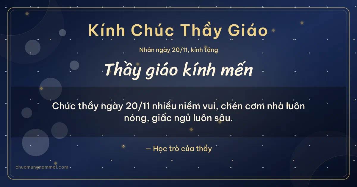 Thiệp cho thầy giáo: Bong bóng ngày 20/11, kiểu 7. Chúc thầy ngày 20/11 nhiều niềm vui, chén cơm nhà luôn nóng… (Bản ngang)