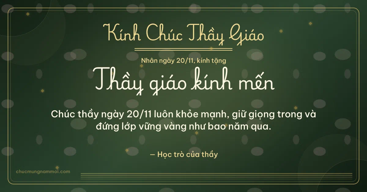 Thiệp cho thầy giáo: Sọc mảnh ngày 20/11, kiểu 19. Chúc thầy ngày 20/11 luôn khỏe mạnh… (Bản ngang)