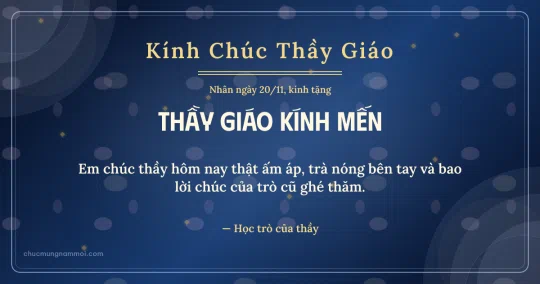 Thiệp ngày 20/11 cho thầy giáo: Biển sâu trang nhã, kiểu 7