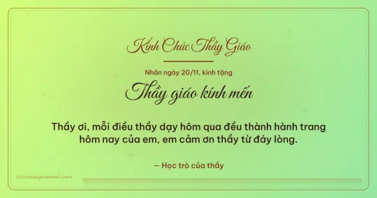 Thiệp ngày 20/11 cho thầy giáo: Lúa non ấm áp, kiểu 14