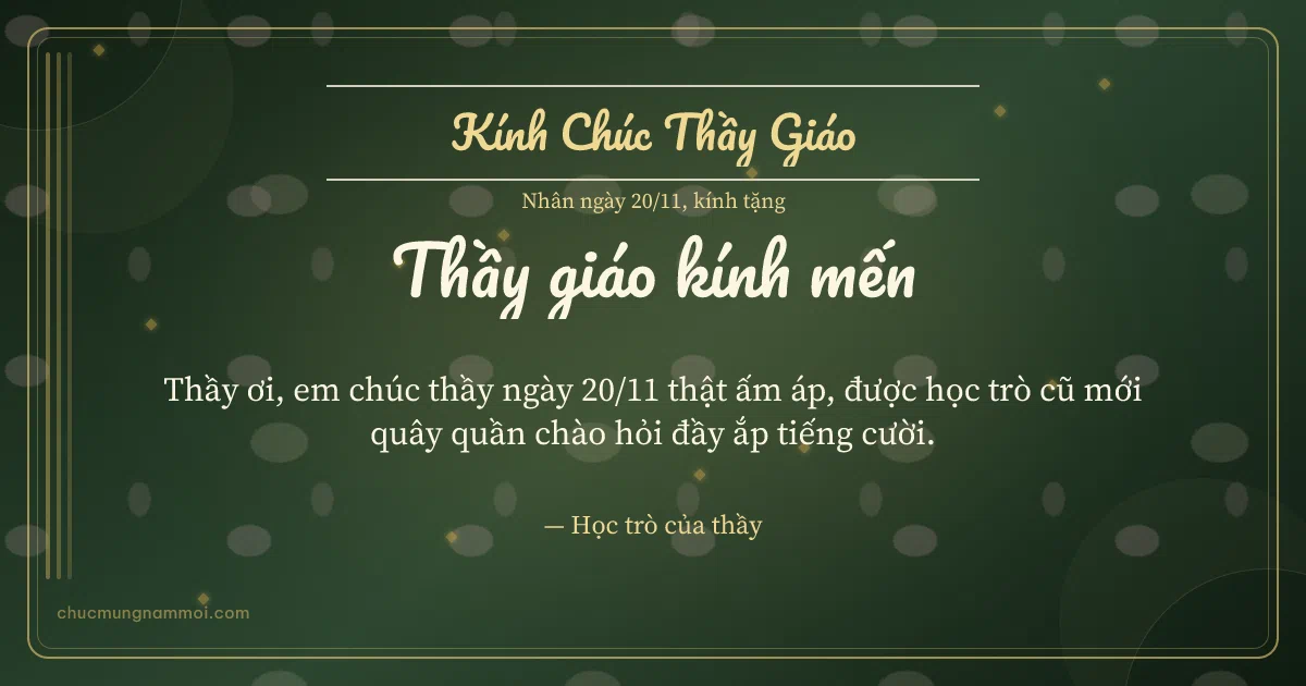 Thiệp ngày 20/11: Sọc dọc tặng thầy giáo. Thầy ơi, em chúc thầy ngày 20/11 thật ấm áp… (Bản ngang)