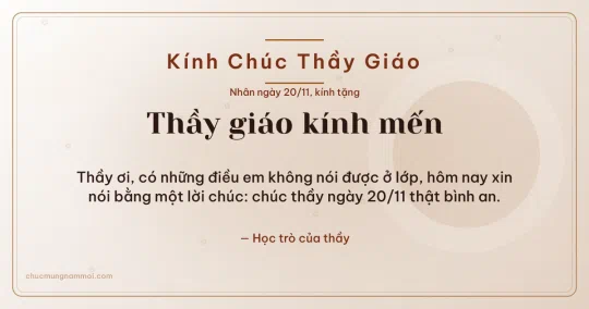 Thiệp ngày 20/11 cho thầy giáo: Giấy dó trang nhã, kiểu 9