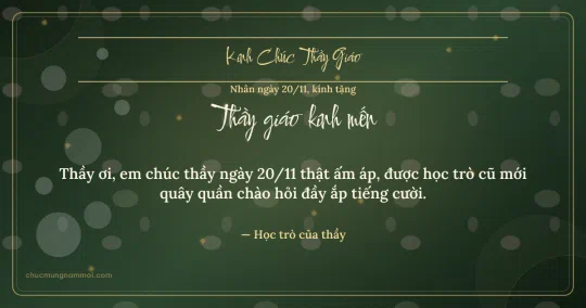 Thiệp ngày 20/11 cho thầy giáo: Bong bóng tươi mới trên nền xanh rêu đậm