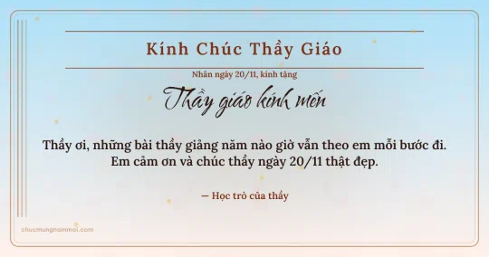 Thiệp cho thầy giáo: Sọc dọc ngày 20/11, kiểu 49