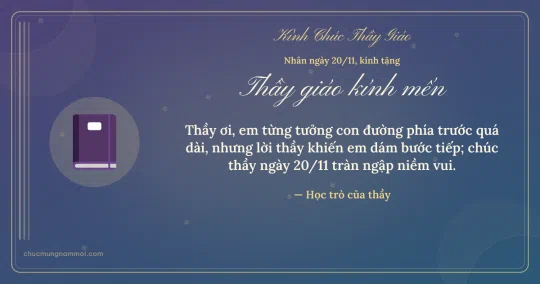 Thiệp ngày 20/11 cho thầy giáo: Quyển vở và sao băng