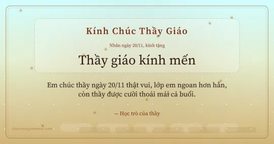 Thiệp ngày 20/11 cho thầy giáo: Mai vàng trang nhã, kiểu 5