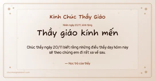 Thiệp ngày 20/11 cho thầy giáo: Giấy dó ấm áp, kiểu 20