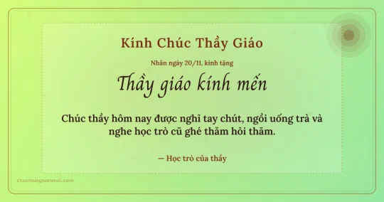 Thiệp ngày 20/11 cho thầy giáo: Lúa non ấm áp, kiểu 12