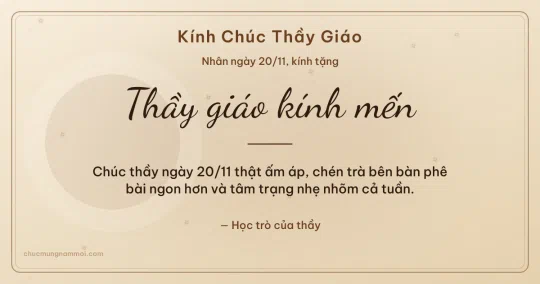 Thiệp ngày 20/11: Kem nâu gỗ tươi mới tặng thầy giáo