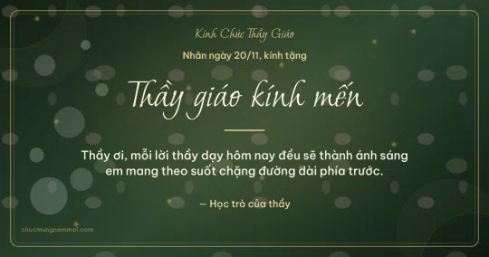 Thiệp cho thầy giáo: Bong bóng và kim tuyến vàng ngày 20/11