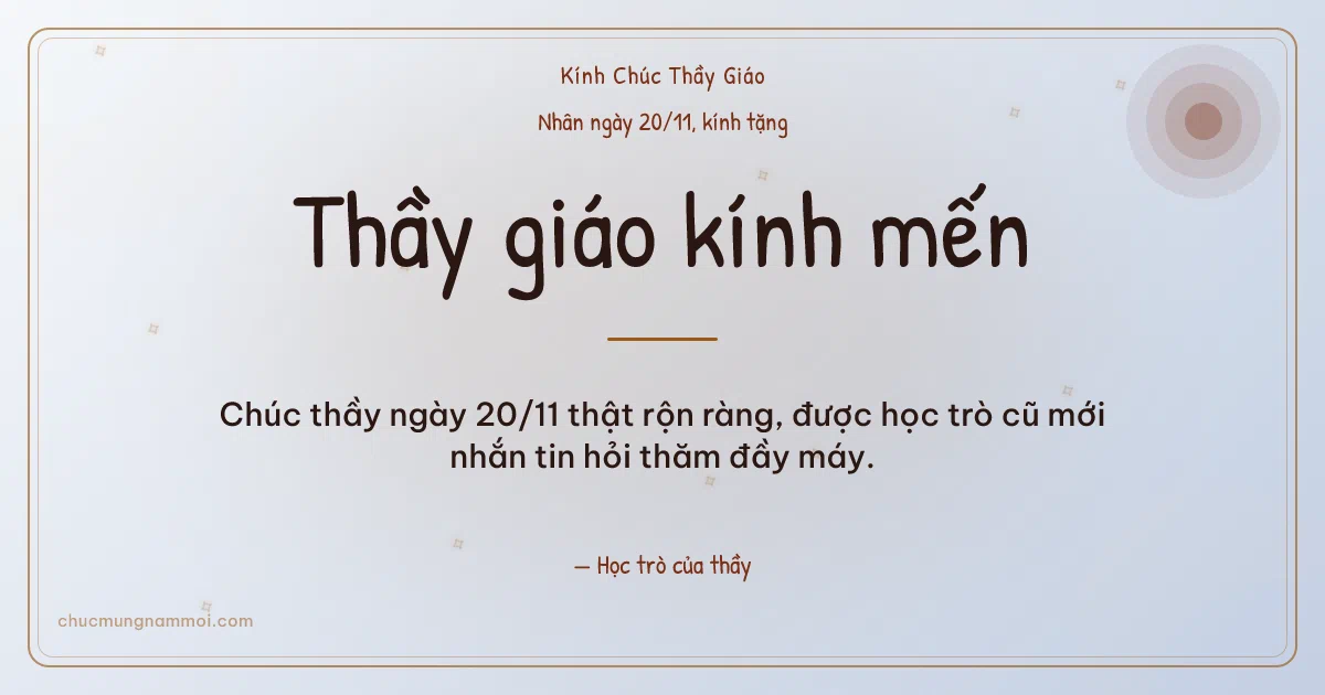 Thiệp ngày 20/11 cho thầy giáo: Nắng mai trên nền sương bạc. Chúc thầy ngày 20/11 thật rộn ràng… (Bản ngang)