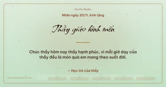 Thiệp ngày 20/11 cho thầy giáo: Sóng nước và sao băng trên nền xanh trà