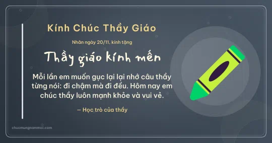Thiệp cho thầy giáo: Bút sáp màu ngày 20/11 trên nền xanh đá