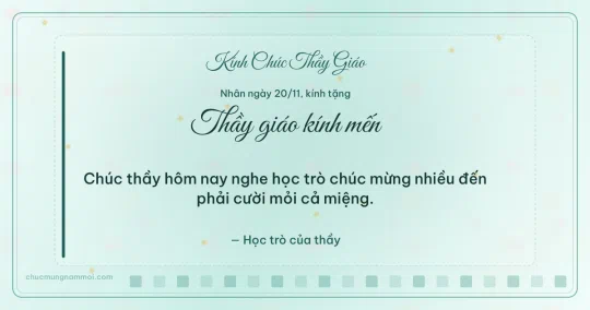Thiệp cho thầy giáo: Ô vuông nhỏ ngày 20/11, kiểu 4