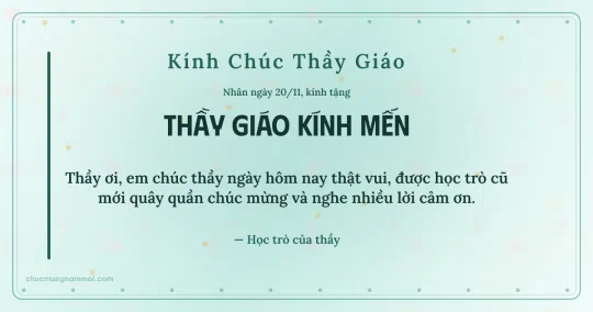 Thiệp cho thầy giáo: Chấm tròn ngày 20/11, kiểu 4