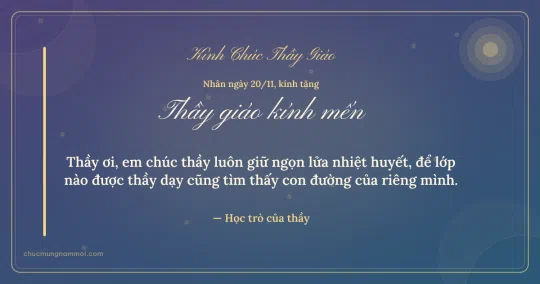 Thiệp ngày 20/11 cho thầy giáo: Nắng mai và sao băng trên nền xanh tím