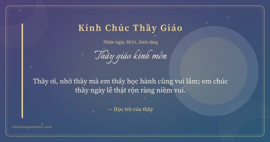 Thiệp ngày 20/11: Đêm hội sang trọng tặng thầy giáo