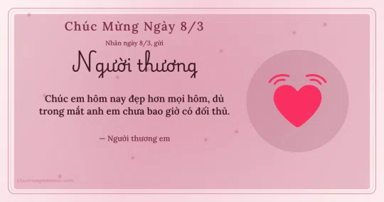Thiệp ngày 8/3 cho người yêu: Trái tim rộn ràng trên nền hồng phấn nước