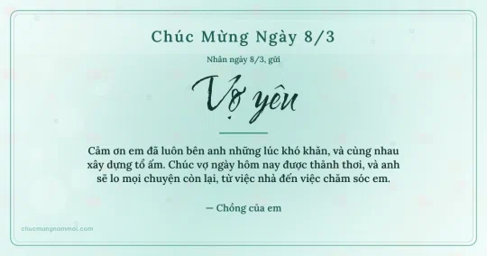 Thiệp cho vợ: Bong bóng ngày 8/3 trên nền xanh ngọc nước