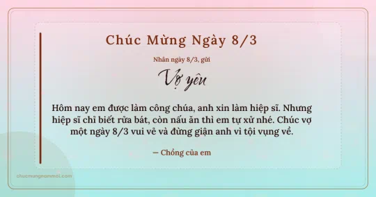 Thiệp ngày 8/3 cho vợ: Gió xuân trang nhã