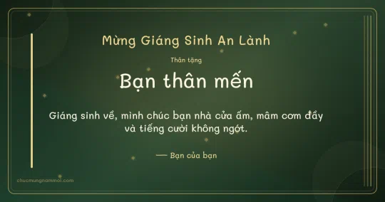 Thiệp Giáng sinh cho bạn bè: Kim tuyến trên nền xanh rêu đậm