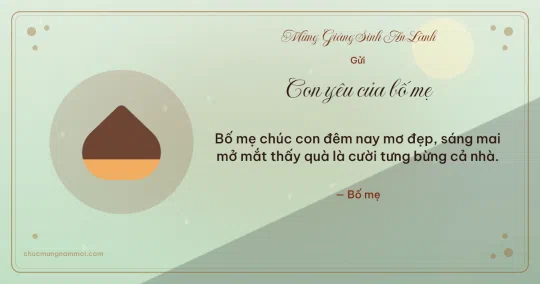 Thiệp Giáng sinh cho con: Hạt dẻ trên nền xanh trà
