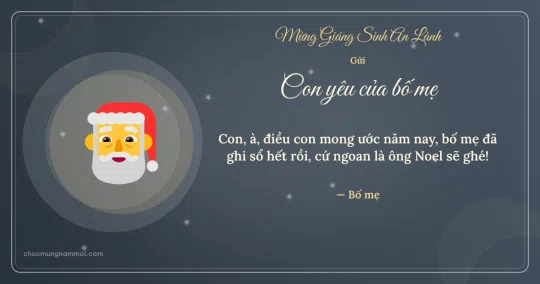 Thiệp Giáng sinh cho con: Ông già Noel trên nền xanh đá