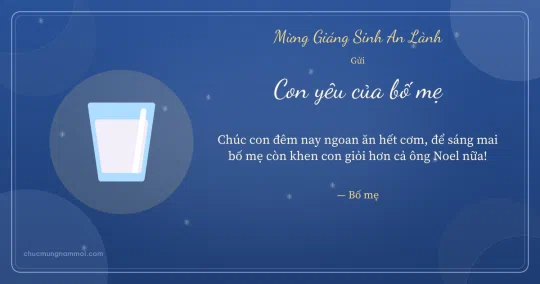 Thiệp Giáng sinh cho con: Ly sữa trên nền trời đêm