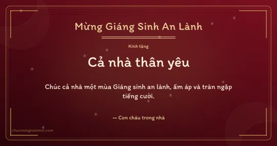 Thiệp Giáng sinh cho gia đình: Nhung đỏ đêm Noel